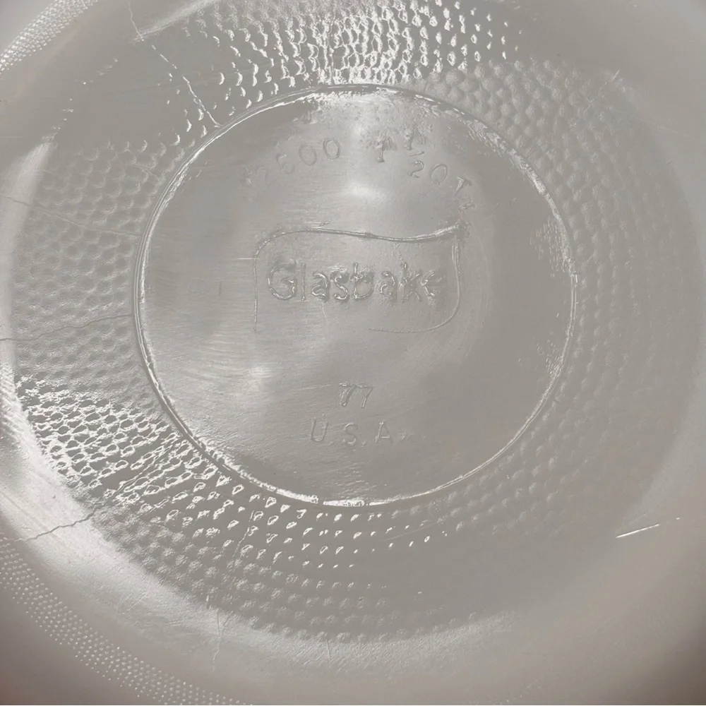 Vintage Glasbake 1 1/2 Qt Green Daisy Round Casserole Baking Dish #J2600 - Picture 7 of 13